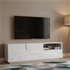 Dmora - Mobile porta TV Velio, Credenza bassa da soggiorno con 2 ante e 1 cassetto, Base porta TV, 150x44h46 cm, Bianco lucido