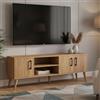 Dmora - Mobile Porta TV Tiaki, Credenza da Soggiorno, Armadio Basso per TV, Base Parete attrezzata, 150x34 h52 cm, Quercia