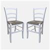 Dmora Sedia Coslada, Set di 2 Sedie Classiche in Legno Color Bianco, Ideale per Sala da Pranzo, Cucina o Salotto, cm 46x42h87, con fondello in Paglia