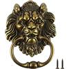 MOLIGOU Battente decorativo per porta anteriore da 15,2 cm, con testa di leone, maniglia ad anello per porta antica (bronzo antico)