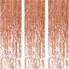 AILEXI Set di 3 tende con frange in metallo scintillanti, 1 x 2,5 m, decorazione per porte e finestre, per feste, colore: oro rosa laser