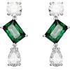 Swarovski Orecchini pendenti Mesmera, Taglio misto, Verdi, Placcato rodio