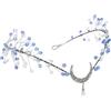 MOSTORY Corona da elfo blu - Fascia per capelli da elfo Fariy Circlet Moon Crown White Elfen copricapo per donne rinascimentale in maschera cosplay Halloween Ren Faire servizio fotografico