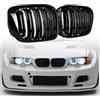 Gangying E46 Griglia Rene Anteriore per BMW Serie 3 E46 M3 Coupé/Convertible 2D 325Ci 330Ci Griglie Nero Lucido Listello Doppio 2 Porte 1998 1999 2000 2001
