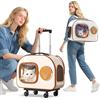 PETCUTE Zaino per Cani con Trolley,Zaino Trolley per Cani Gatti con Manico Telescopico e Base Rimovibile,Portatile Traspirante, Trasportino Gatto con Ruote,per Viaggi Lunghi Corti Fino 6 KG