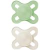 MAM Ciuccio, Neonato, 0-2 Mesi, con Tettarella Simmetrica, Piatto e Flessibile in Silicone Skin Soft Silicone Facile Accettazione, con Scatola Autosterilizzante, Originale, Neutro Opaco, Confezione da