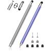 MEKO Penna Touchscreen Magnetico 3 in 1 Penna per Tablet con Punte in Fibra, Gomma e Disco, compatibile con tablet/telefoni come iPhone/iPad/Samsung/Huawei/Xiaomi/Surface/Chromebook - Grigio + Viola