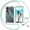 ISOI Cover con Cordino per OPPO Reno 11 F 5G/OPPO Reno 11F 5G, Custodia Trasparente con Collana Tracolla Laccio Collo Ultra Sottile Morbido TPU Silicone Antiurto AntiGraffio Antiscivolo Case, Verde