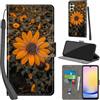 PHINIENLAND Cover per Samsung Galaxy A25 5G custodia portafoglio Crisantemo | 3 scomparti carte, 1 tasca banconote, Chiusura magnetica, Supporto, Pelle PU flip cover per Samsung A25 5G