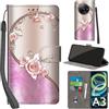 PHINIENLAND Cover per Xiaomi Redmi A3 / A3x custodia portafoglio Rosa | 3 scomparti carte, 1 tasca banconote, Chiusura magnetica, Supporto, Pelle PU flip cover per Redmi A3 / A3x