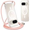 Yoedge Magnetica Trasparente Cover per Google Pixel 9/9 Pro con Cordino 6,3, [Compatibile con MagSafe] Custodia con Collana Sottile Morbida Silicone TPU Antiurto Bumper Protettivo Case, Oro Rosa