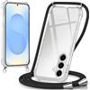 Coiwxmoi Cover per Samsung Galaxy S26 5G con Cordino,Trasparente Custodia con Laccio Tracolla Corda Catena Cinghia,Ultra Morbido Silicone TPU Antiurto Case per Samsung S26 5G, Nero
