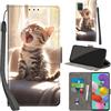 PHINIENLAND Cover per Samsung Galaxy A51 / M40s custodia portafoglio Gatto | 3 scomparti carte, 1 tasca banconote, Chiusura magnetica, Supporto, Pelle PU flip cover per Samsung A51