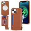SailorTech Custodia per iPhone 14 Plus Custodia in Pelle con porta carte di credito mag safe, iPhone 14 Plus Custodia con slot per carte di credito Portafoglio Zipper per donna-Marrone