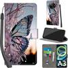 PHINIENLAND Cover per Xiaomi Redmi A3 / A3x custodia portafoglio Farfalla | 3 scomparti carte, 1 tasca banconote, Chiusura magnetica, Supporto, Pelle PU flip cover per Redmi A3 / A3x