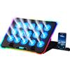KLIM V15 Base di raffreddamento da Gaming per Notebook con 15 ventole + Stabile supporto RGB con ventole per portatile + Compatibile fino a 17 + 2 porte USB + Supporto per telefono