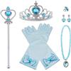 Vicloon Nuovi Costumi da Principessa Set Dono da Tiara, 8 Pezzi, 9 Pezzi, Guanti, Bacchetta Magica, Anello, orecchino, Collana da 3 a 9 Anni(Giallo, Porpora, Rosa, Blu)