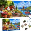 Pavemlo Puzzle 1000 Pezzi per Adulti Villaggio Olandese - Forma Speciale Puzzle classici | Impossibile Puzzles | Decorazione Murale Unica (41x80cm) | Regalo Originale per Amanti dei Puzzle