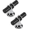 FEEIMOL 2 Pezzi Maniglie per Mobili da Cucina Foro Singolo Nero Maniglie T Bar Cucina in Lega di Zinco Maniglie per Cassetti Armadietti Mobile (Nero con Base Argento)