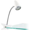 Eglo LED Lampada a Morsetto Riccio 1, illuminazione da scrivania con braccio flessibile, faretto a morsetto in plastica bianca e metallo cromato, con interruttore e lampadina GU10 luce calda