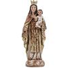 DRW Figura Madonna del Carmen patrona della Marina Spagnola e dei Marinai in Resina Dipinta a Mano Stile Legno Chiaro 13 cm