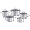 Fissler Palermo, set di pentole in acciaio inox, 5 pezzi, pentole con coperchio in vetro (3 pentole, 1 pentola, 1 casseruola) - induzione