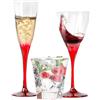Avilia Set Bicchieri 18 Pezzi - 6 Calici da Vino, 6 Flute Champagne, 6 Bicchieri Acqua, Vetro Trasparente con Dettagli Rossi, Elegante e ideale per Cenoni di Natale e Capodanno