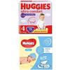 Huggies Pacchetto di Huggies Ultra Comfort Pannolini Mutandina, Taglia 4 (9-14 Kg), Confezione da 72 Pannolini Mutandina + Huggies Pure Salviette Umidificate per Bambini, 672 Salviette