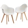 GrandCA HOME Set di 2 poltrone da sala da pranzo, set da 2 pezzi, sedie per poltrone, adatte per camera da letto, cucina, sala da pranzo, ufficio, sedia in plastica, gambe in legno massiccio (bianco,