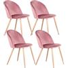 GrandCA HOME Set di 4 sedie per sala da pranzo, in velluto, con gambe in ferro effetto legno, versatili per ufficio, caffetteria, cucina, soggiorno, camera da letto (rosa, 4)