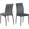 AC Design Furniture Devin Sedie da Pranzo, H: 92 x l: 43,5 x P: 53 cm, Grigio Scuro/Nero, Tessuto /Metallo, 4 pz