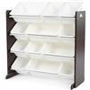 Humble Crew Scaffale Bambini Moderno: Organizer Giocattoli con 12 Contenitori, Design Espresso/Bianco Elegante, Ideale per Camerette Stile e Ordinate