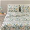 Caleffi Completo Letto Matrimoniale 100% Cotone Morbido - Lenzuolo Sotto con Angoli 180x200x25 cm, Lenzuolo Sopra 240x280 cm, 2 Federe 50x80 cm (Cerchi Bluette)