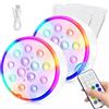 HOSPAOP 2 x Luci LED Sommergibili Piscina Ricaricabili, IP68 Impermeabili con Telecomando RF, USB, Timer, RGB 16 Colori 13 LED per Piscina, Spa, Acquario, Stagno, Vaso, Festa