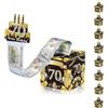 Mienocol Salvadanaio con scritta Happy 70th Birthday, per donne e uomini, colore: nero e oro, scatola regalo per soldi