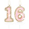 mciskin Candele a forma di farfalla per 16° compleanno, numero 16, candele in oro rosa per torta, decorazioni per torte per ragazze, candela per 16° compleanno, decorazione per torta a tema