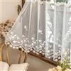Devola Elegante tendina per finestra con ricamo floreale, trasparente, per bistrò, romantica, piccola tenda per finestre, decorazione, 45 x 90 cm, colore bianco, 1 pezzo