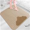 ZAHDMA Tappetino Doccia Antiscivolo 80x80cm,Tappeto Doccia Antiscivolo con Ventose e Fori di Drenaggio,per Vasca,Bagno,Beige