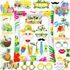 LMSHOWOWO 29 Pz Foto Props Hawaii, LMSHOWOWO Cornice Gonfiabile per Selfie Luau, Photo Booth Hawaii Accessori, Puntelli per Foto di Hawaiana, Divertenti Hawaiana Gadget, per Festa di Luau Hawaiane Decorazione