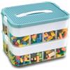 Kongming Scatole di Plastica per Lego, Trasparenti Scatola Giochi per Bambini con Scomparti,Contenitori Mattoncini Impilabili,per Riporre i Giocattoli dei Bambini (verde, 30,5x23x23 cm)
