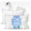 DWR Cuscino in Piuma D'oca 50x75 set di 2 | Cuscini Ergonomici a 3 Camere | 90% Piuma D'oca Bianca Esterna | Miscela di Piume Interna | Tessuto 100% Cotone Biologico | Supporto Medio | RDS e Oeko-TEX