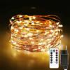 Auting Catena LED Rame 10m 100 LED Telecomando Timer IP65 | Filo sottile con spina impermeabile per Natale feste balcone giardino e decorazioni creative