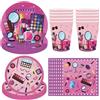 PLNVNVP Trucco Forniture per Festa di Compleanno Spa, 68pcs Decorazioni, Stoviglie Festa di Compleanno