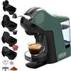 KOTLIE Macchina da caffè multifunzione compatibile con capsule e polvere, 3 tempi, 7 livelli di acqua, serbatoio acqua da 1 L (EM-308B)