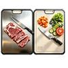 FONPOO Tagliere Cucina in Acciaio Inox 304 per Uso Alimentare e Materiale PP Paglia di Grano, Tagliere Double Face per Tritare Carne, Verdure, Frutta e Pane, 38,5 x 26,5 cm