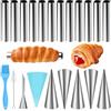 HavaCue ㅤ HavaCue 21 Pezzi Stampi per Cannoli Set,Scciaio Inossidabile Cannoli Stampi,Forme per Cannoli, Con Spazzola Detergente, Sacchetto Pasticceria, Bocca Crema per Riccioli Cannelloni Schiller