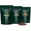 Incapto Pack Best Sellers di Caffè in Grani Naturale di Specialità | Origini - Colombia, Brasile ed Etiopia | Specialty Coffee +80 punti SCA | 3 pacchetti da 500g