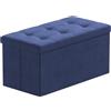 BRIAN & DANY Pouf Puff Pieghevole Stoccaggio Ottomano Poggiapiedi Sgabello Contenitore Cassapanca Pieghevole, Blu Navy - Tessuto Come Lino, 76 x 38 x 38 cm