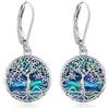 Eusense Orecchino a Forma di Albero Della vita Orecchini in Argento 925 con Conchiglia di Abalone Orecchini a Forma di Albero Della vita Pendenti Regalo di Gioielli per Donne Ragazze