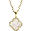 Lucoro Diamonds Lucoro - Collana da donna in argento 925 placcato oro 18 carati, con zirconi e madreperla, regolabile, 42-45 cm, gioiello per donne e ragazze, elegante regalo con scatola portagioie